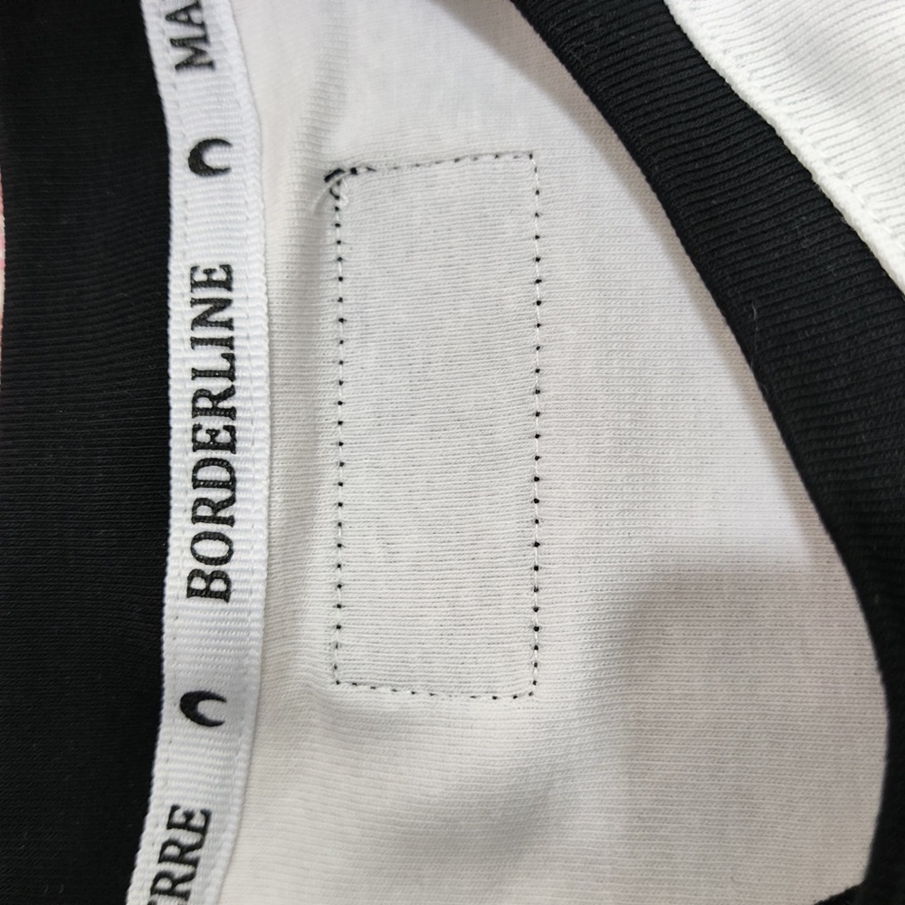 Marine Serre White Cropped Moon Logo Ringer Tee with Black Trim - Picture 5 of 8